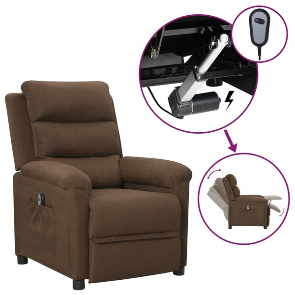 vidaXL Electric Recliner Brown Fabric