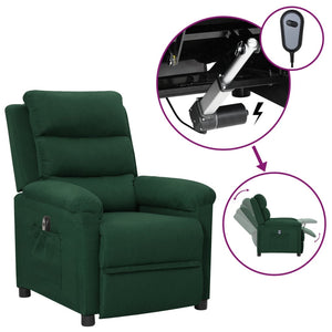 vidaXL Electric Recliner Dark Green Fabric