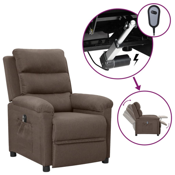 vidaXL Electric Recliner Taupe Fabric