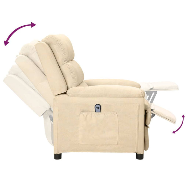 vidaXL Electric Recliner Cream Fabric