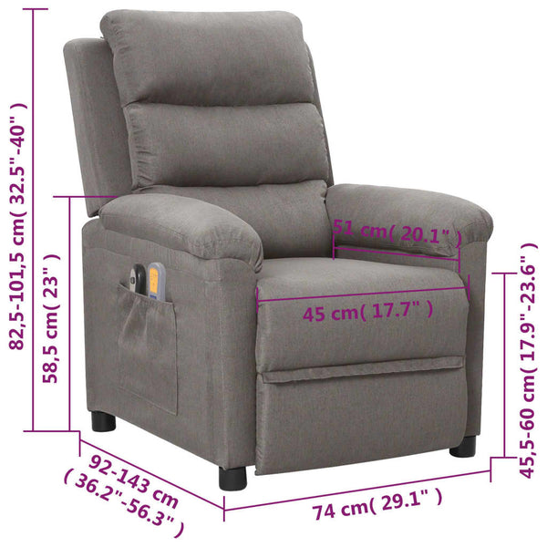 vidaXL Electric Massage Armchair Light Grey Fabric