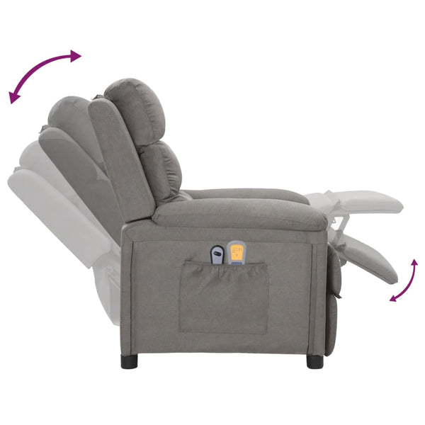 vidaXL Electric Massage Armchair Light Grey Fabric