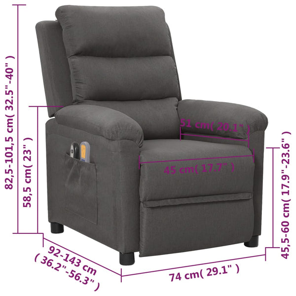 vidaXL Electric Massage Chair Dark Grey Fabric
