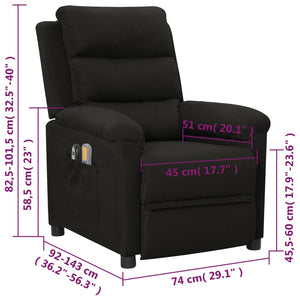 vidaXL Electric Massage Chair Black Fabric