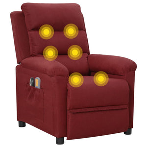 vidaXL Electric Massage Chair Wine Red Fabric