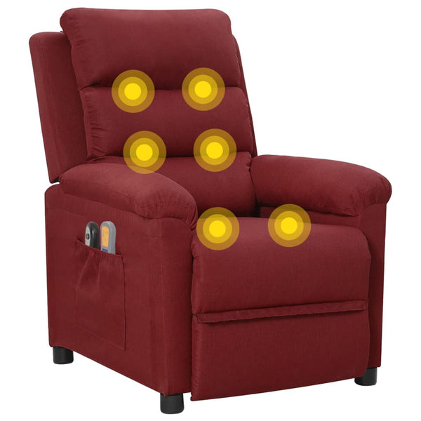vidaXL Electric Massage Chair Wine Red Fabric