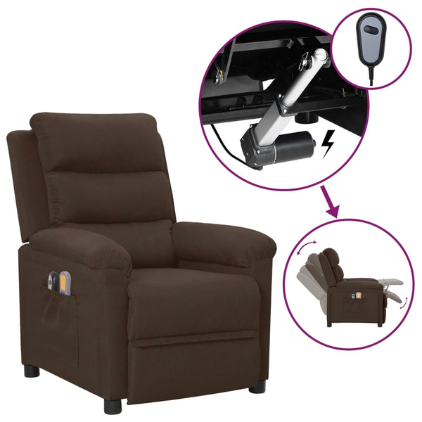 vidaXL Electric Massage Armchair Dark Brown Fabric