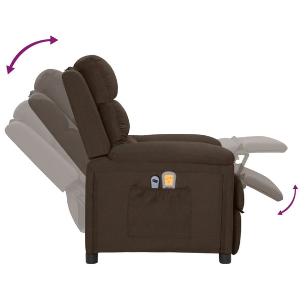 vidaXL Electric Massage Armchair Dark Brown Fabric