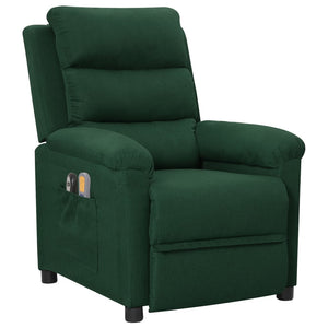vidaXL Electric Massage Armchair Dark Green Fabric