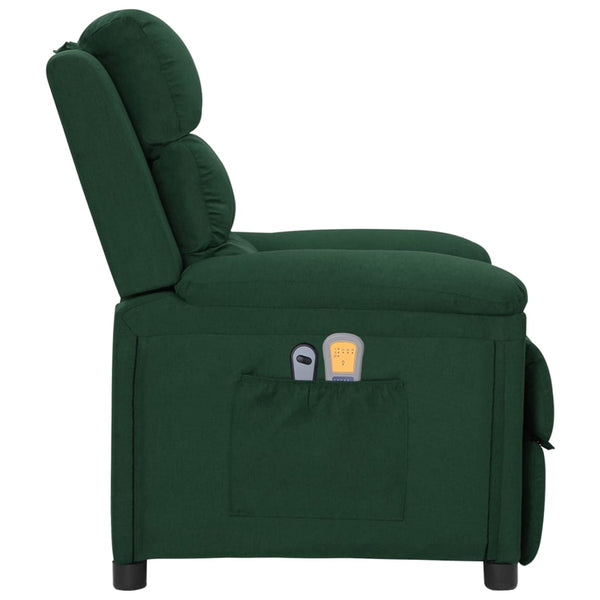 vidaXL Electric Massage Armchair Dark Green Fabric