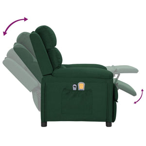vidaXL Electric Massage Armchair Dark Green Fabric