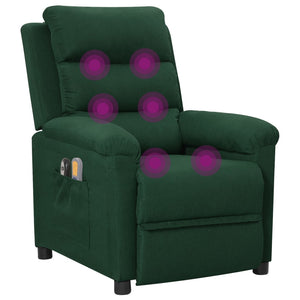 vidaXL Electric Massage Armchair Dark Green Fabric