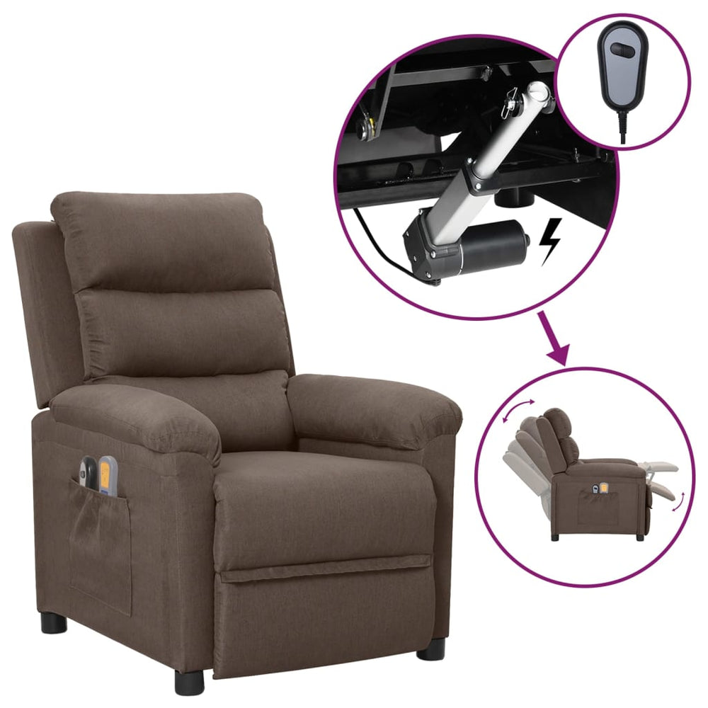 vidaXL Electric Massage Armchair Taupe Fabric