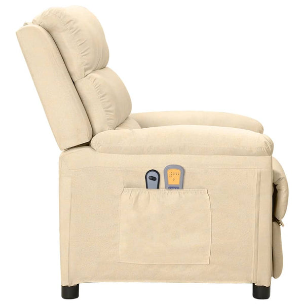 vidaXL Electric Massage Armchair Cream Fabric