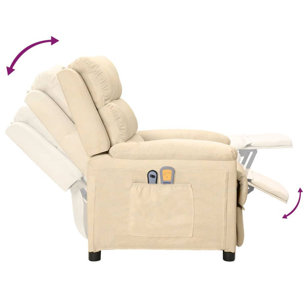 vidaXL Electric Massage Armchair Cream Fabric
