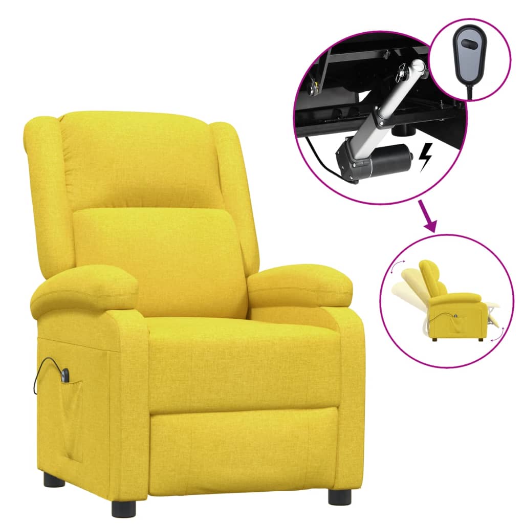 vidaXL Electric Recliner Yellow Fabric