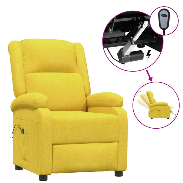 vidaXL Electric Recliner Yellow Fabric