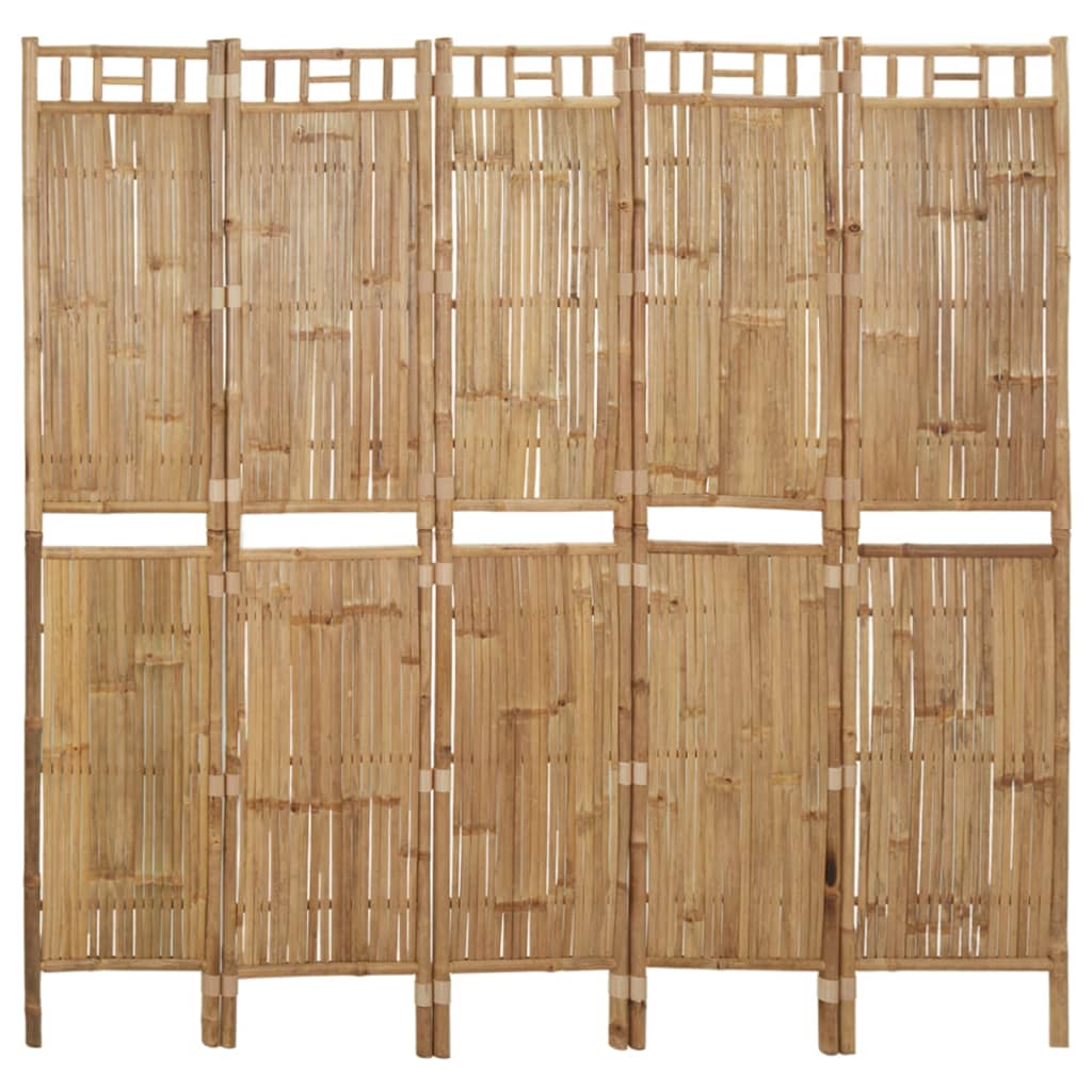 vidaXL 5-Panel Bamboo Room Divider 200x180 cm