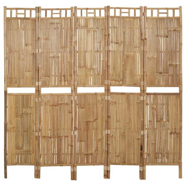 vidaXL 5-Panel Bamboo Room Divider 200x180 cm