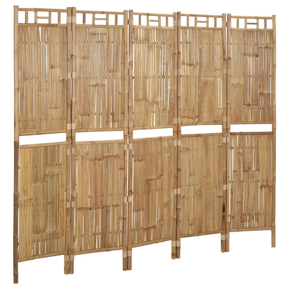vidaXL 5-Panel Bamboo Room Divider 200x180 cm