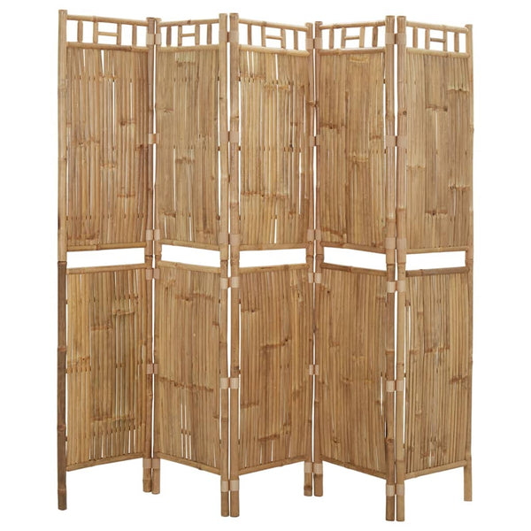 vidaXL 5-Panel Bamboo Room Divider 200x180 cm