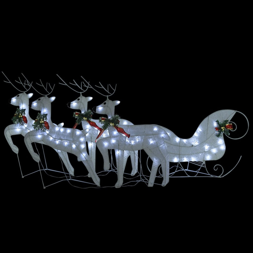 vidaXL Reindeer with Sleigh Christmas Decoration 100LEDs Outdoor White