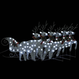 vidaXL Reindeer with Sleigh Christmas Decoration 140 LEDs Silver