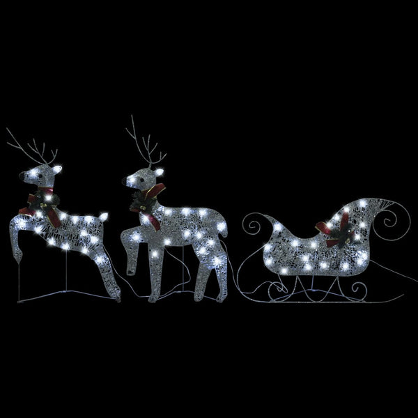 vidaXL Reindeer with Sleigh Christmas Decoration 140 LEDs Silver