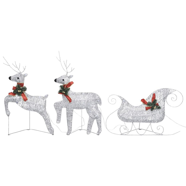 vidaXL Reindeer with Sleigh Christmas Decoration 140 LEDs Silver