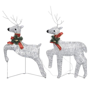 vidaXL Reindeer with Sleigh Christmas Decoration 140 LEDs Silver