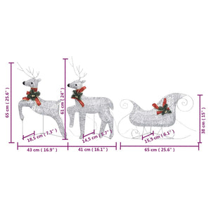 vidaXL Reindeer with Sleigh Christmas Decoration 140 LEDs Silver