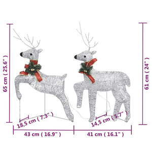 vidaXL Reindeer with Sleigh Christmas Decoration 140 LEDs Silver