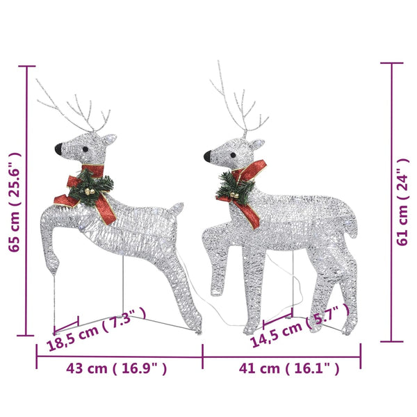 vidaXL Reindeer with Sleigh Christmas Decoration 140 LEDs Silver