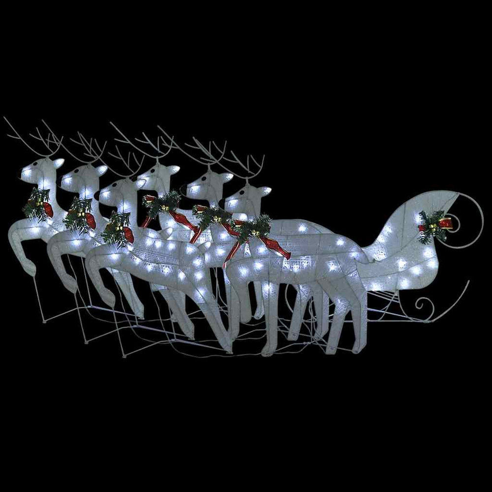 vidaXL Reindeer with Sleigh Christmas Decoration 140 LEDs Outdoor White