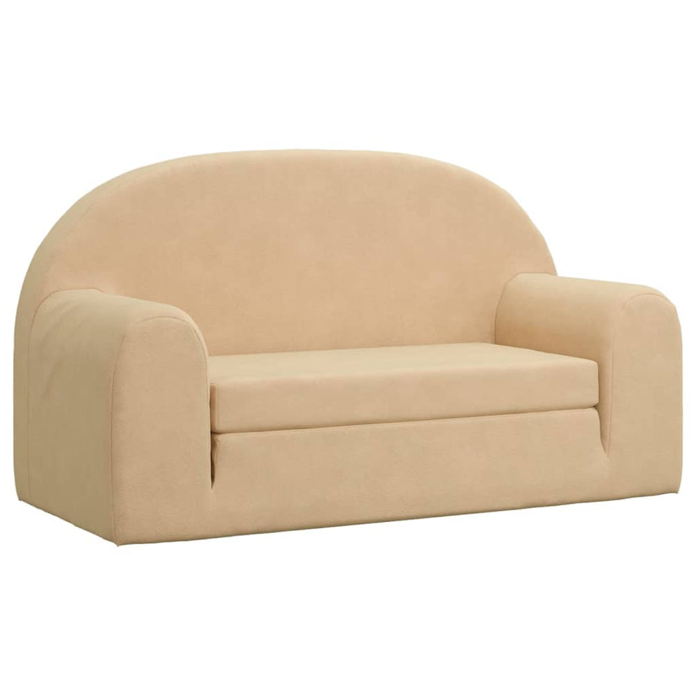 vidaXL 2-Seater Kids Sofa Bed Cream Soft Plush
