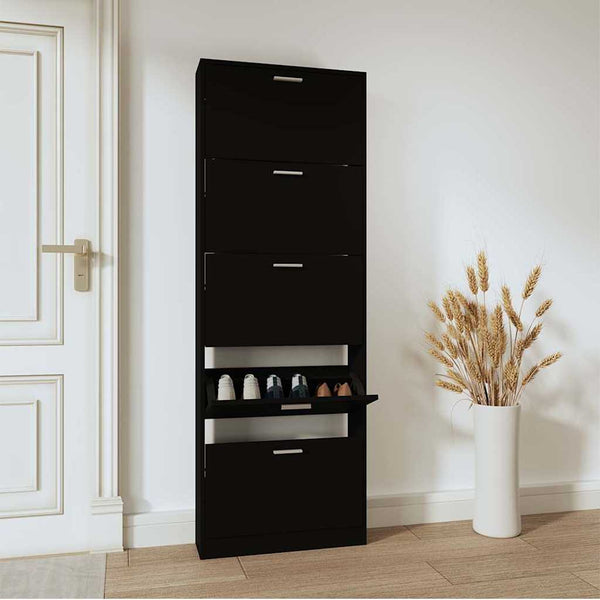 Schuhschrank Schwarz 59x17x169 cm