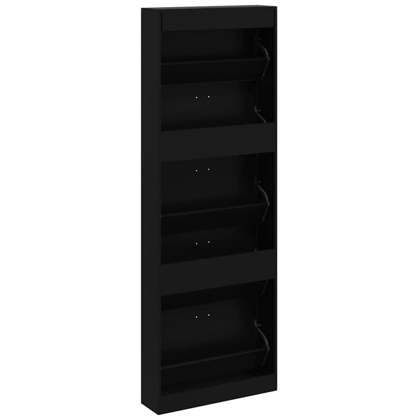 Schuhschrank Schwarz 59x17x169 cm