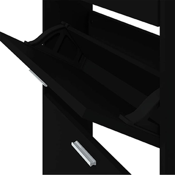 Schuhschrank Schwarz 59x17x169 cm