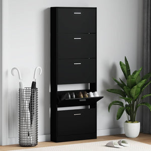 Schuhschrank Schwarz 59x17x169 cm