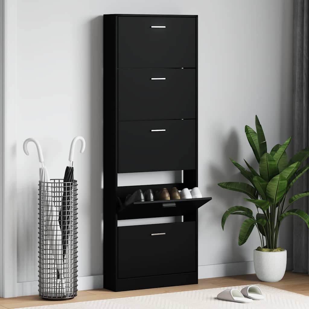 Schuhschrank Schwarz 59x17x169 cm