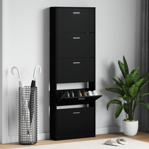 Schuhschrank Schwarz 59x17x169 cm