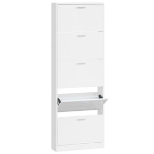 Hochglanz Schuhschrank Weiß 59x17x169 cm