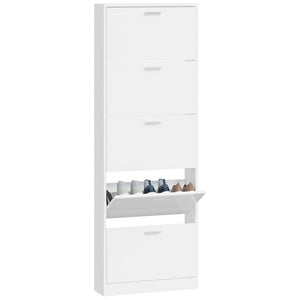 Hochglanz Schuhschrank Weiß 59x17x169 cm
