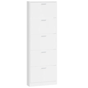Hochglanz Schuhschrank Weiß 59x17x169 cm