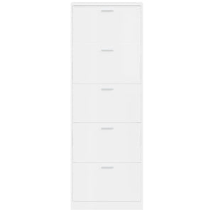 Hochglanz Schuhschrank Weiß 59x17x169 cm