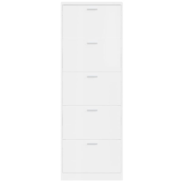 Hochglanz Schuhschrank Weiß 59x17x169 cm