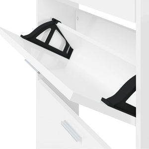 Hochglanz Schuhschrank Weiß 59x17x169 cm