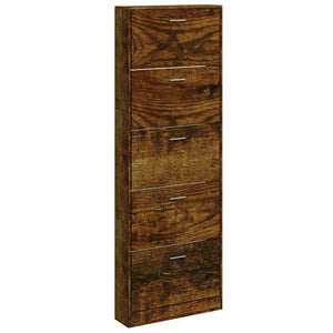 Schuhschrank Räuchereiche 59x17x169 cm