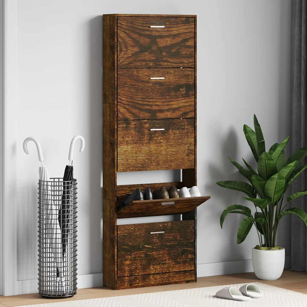 Schuhschrank Räuchereiche 59x17x169 cm
