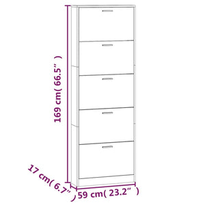 Schuhschrank Braun Eichenoptik 59x169 cm